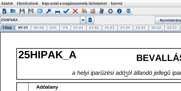 M nyomtatvány nyitása